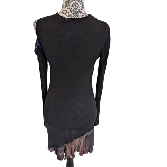 Wool Dress Women Small Witchy Whimsigoth Shabby Fairy French Cold Shoulder Black - Picture 2 of 11
